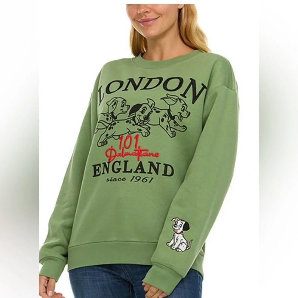 Disney ladies 101 Dalmatian Green size extra small sweatshirt new - Picture 3 of 8